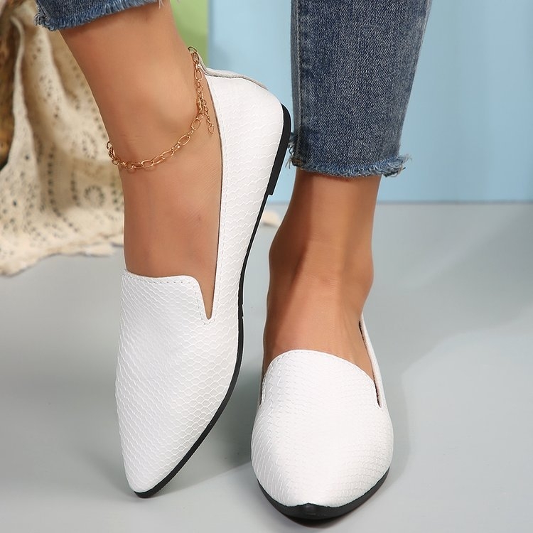 Βασικά μυτερά φλατ παπούτσια για γυναίκες με ρηχό στόμα, λεπτά παπούτσια για όλες τις χρήσεις, δημοφιλή παπούτσια με φλατ τακούνι και μαλακό μπιζέλι, παπούτσια εργασίας