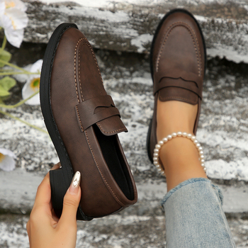 Dámske topánky pre väčšie veľkosti, jarné a jesenné, nové mokasíny, ležérne topánky s hrubou podrážkou