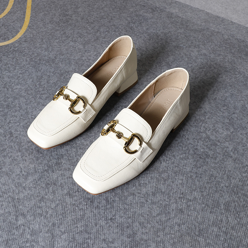 Prekogranična vanjska trgovina 2024 Jesen i zima Retro Horsebit četvrtasti vrh s debelom petom Mekane natikače, moderne i svestrane