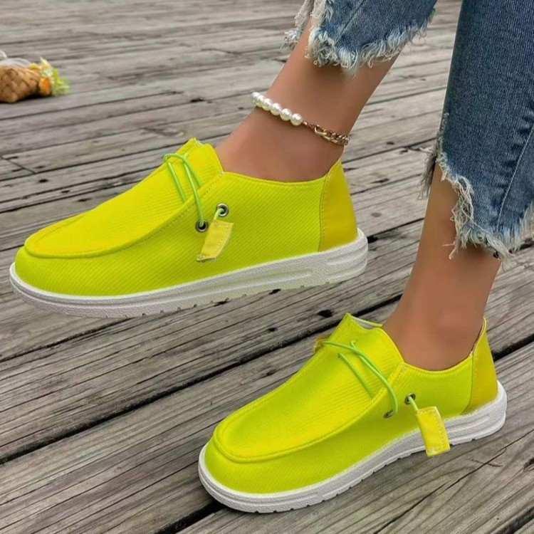 Pārrobežu viena slāņa apavi sieviešu ārējās tirdzniecības lielizmēra spilgti audekla apavi sieviešu uzvelkamie seklie viena slāņa apavi sieviešu ērti ikdienas apavi sievietēm