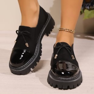 Proljetne nove ležerne Amazon mokasine za žene, jesenske, s mašnom, debele pete, preko granice, velike veličine