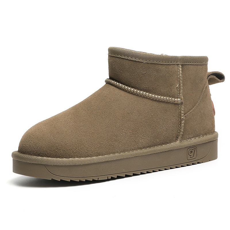 Naiste villased talvesaapad, fliisvoodriga, ehtsast nahast, paksu tallaga, lühikesed, libisemiskindlad, kõrgust suurendavad, soojad puuvillased saapad ja kingad