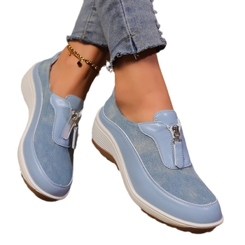 2024 Four Seasons Νέα Στρογγυλή Κεφαλή με Φερμουάρ στο Μπροστινό Μέτωπο, Ελαφρύ, Γυναικεία Παπούτσια για Τρέξιμο Εξωτερικού Εμπορίου, Μεγάλα Μεγέθη, Casual