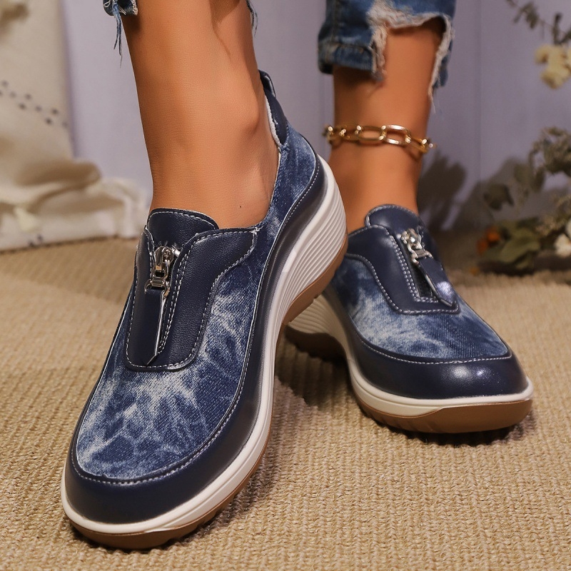 Dámske bežecké topánky Four Seasons New 2024 s okrúhlym predným zipsom a farebne zladenými ľahkými teniskami pre väčšie veľkosti