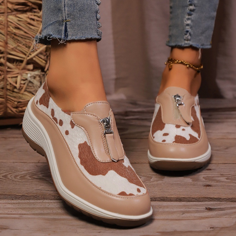 Dámske bežecké topánky Four Seasons New 2024 s okrúhlym predným zipsom a farebne zladenými ľahkými teniskami pre väčšie veľkosti