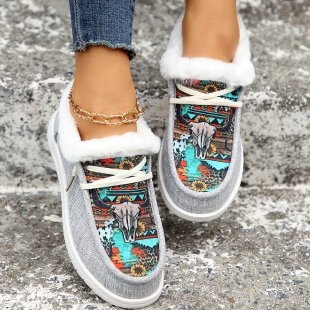 Prekogranične Amazon plus size pamučne cipele za žene, proljetne nove, niske ravne tople casual cipele s kravljom glavom na zalihi veleprodaje