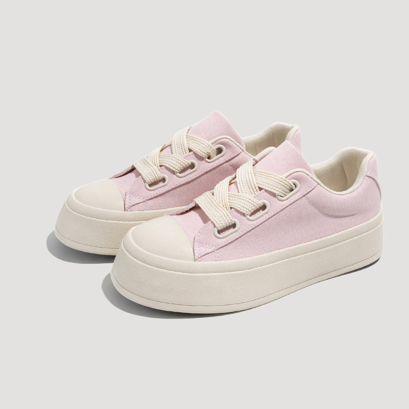 Tuopin Four Seasons Нови платнени обувки с дебела подметка и големи пръсти, ежедневни, най-лесни за съчетаване, бели обувки, дамски обувки Tp2128W