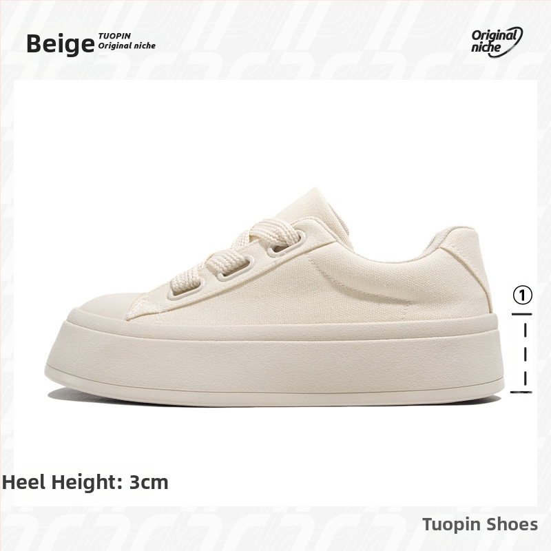 Tuopin Four Seasons Нови платнени обувки с дебела подметка и големи пръсти, ежедневни, най-лесни за съчетаване, бели обувки, дамски обувки Tp2128W