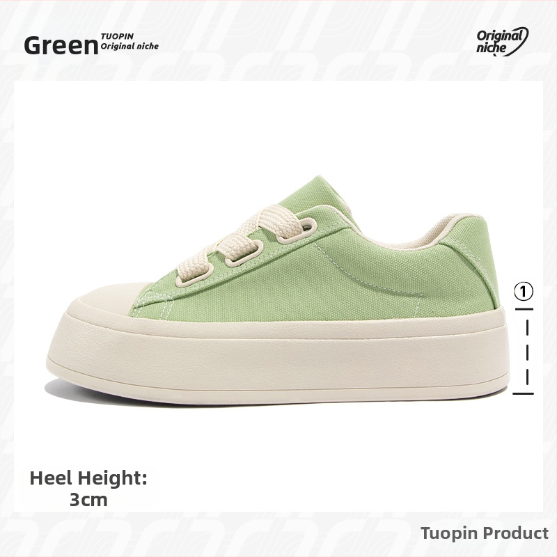 Tuopin Four Seasons Нови платнени обувки с дебела подметка и големи пръсти, ежедневни, най-лесни за съчетаване, бели обувки, дамски обувки Tp2128W