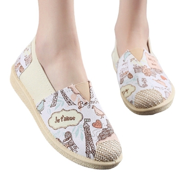 Seni Pekino medžiaginiai moteriški užsegami juodi balti drobiniai darbo bateliai etninio stiliaus laisvalaikio bateliai lengvi pupelių formos bateliai