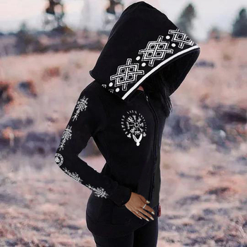 Mikina s kapucňou na zips s vintage potlačou