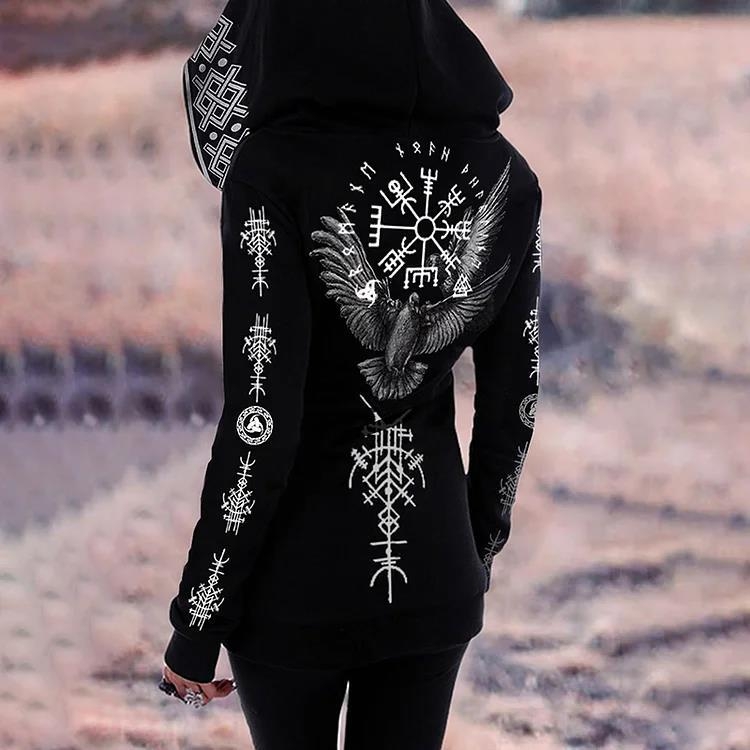 Mikina s kapucňou na zips s vintage potlačou