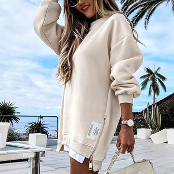 Îmbrăcăminte nouă pentru femei transfrontalieră 2024 Amazon Transfrontalieră în stoc Fustă nouă europeană și americană cu fermoar decorativ, guler rotund