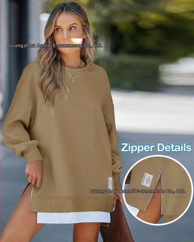 Îmbrăcăminte nouă pentru femei transfrontalieră 2024 Amazon Transfrontalieră în stoc Fustă nouă europeană și americană cu fermoar decorativ, guler rotund