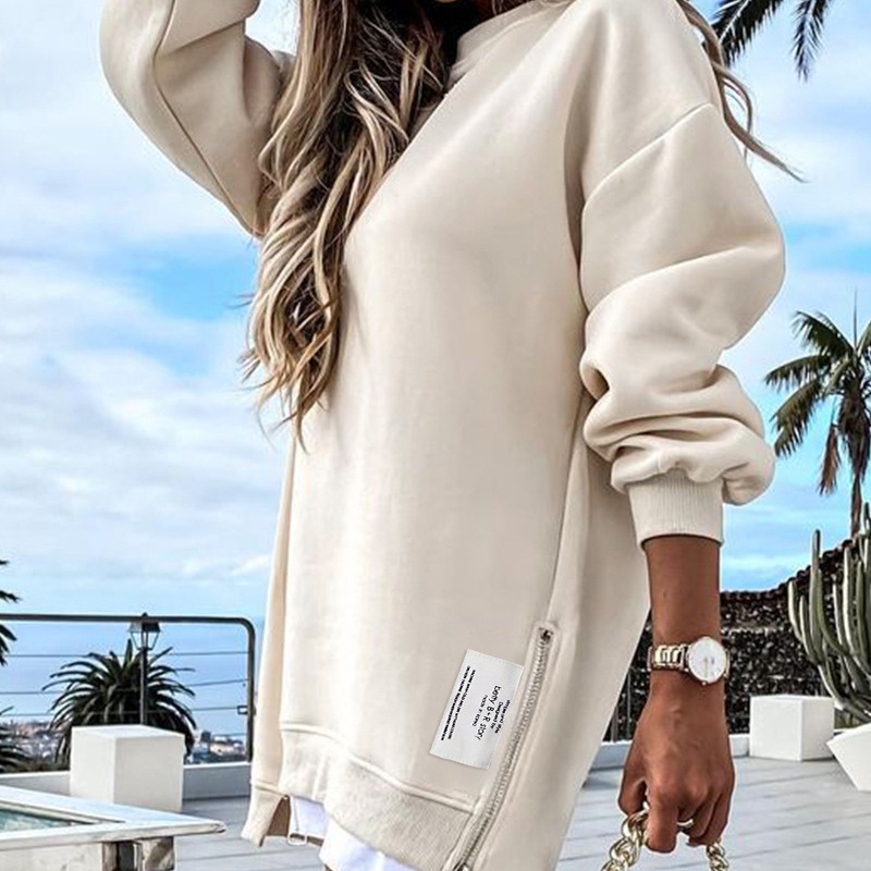 Îmbrăcăminte nouă pentru femei transfrontalieră 2024 Amazon Transfrontalieră în stoc Fustă nouă europeană și americană cu fermoar decorativ, guler rotund