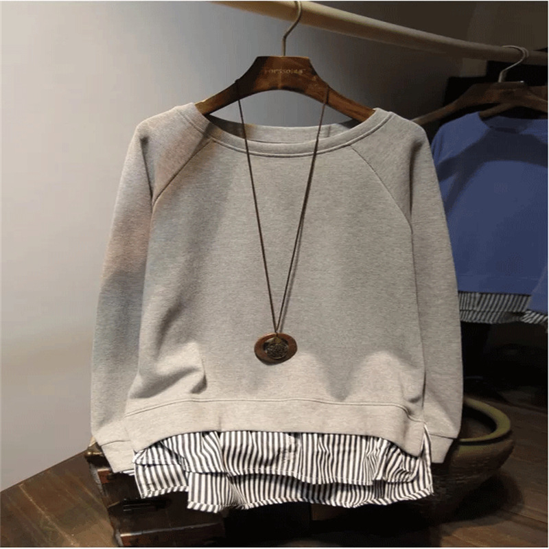 Prekogranična majica za žene 2025. proljeće i jesen, nova široka korejska svestrana majica srednje duljine s donjim dijelom za žene, tanka, veleprodaja