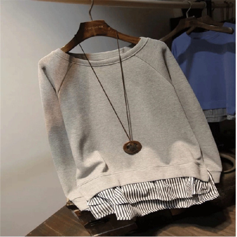 Prekogranična majica za žene 2025. proljeće i jesen, nova široka korejska svestrana majica srednje duljine s donjim dijelom za žene, tanka, veleprodaja