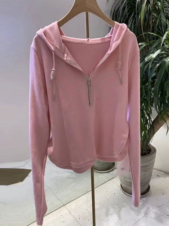 Europski kolodvor 2023. proljeće i jesen nova tanka pamučna majica s kapuljačom za žene, široki ružičasti trendi kaput za sve kombinacije