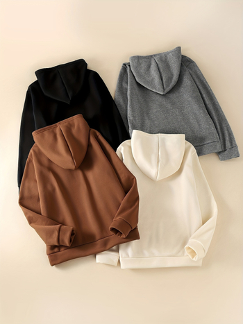 Hanorac casual Amazon crossborder blank, cu mânecă lungă, cu șnur, din 4 piese, îmbrăcăminte pentru femei