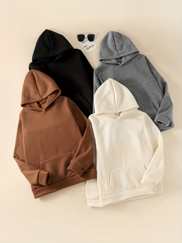 Amazon cross-border blank casual hoodie 4-dielna, dlhý rukáv so sťahovacou šnúrkou, dámske oblečenie