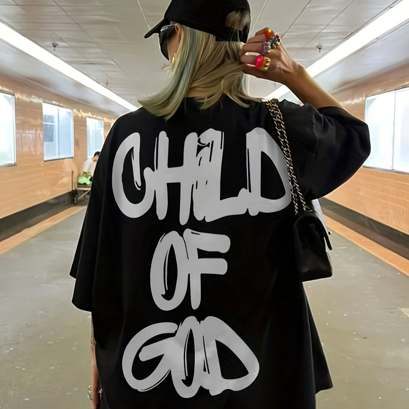 Majica kratkih rukava s natpisom Božje mladeži "Inspirativno" - Ženska ležerna majica kratkih rukava s okruglim izrezom, proljeće i ljeto