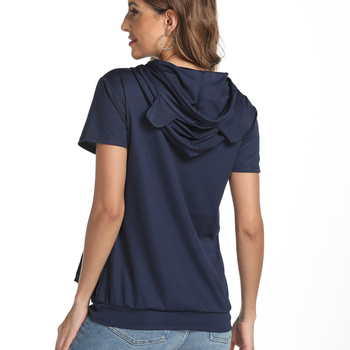 Amazon Cross-Border Letné tenké nohavice s veľkými klopami a vreckami, tričko s krátkym rukávom a kapucňou, európske a americké módne voľné nohavice s klopami a vreckami, top s krátkym rukávom