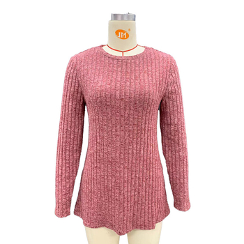 Europski i američki Amazon Jesenski i zimski novi okrugli izrez Brusna jama Jednobojni široki džemper Ležeran top Majica dugih rukava Žene