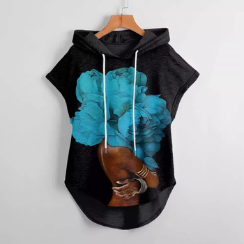 Hanorac sport cu glugă, scurt față și lung spate