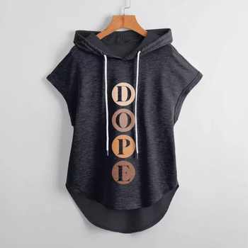 Hanorac sport cu glugă, scurt față și lung spate