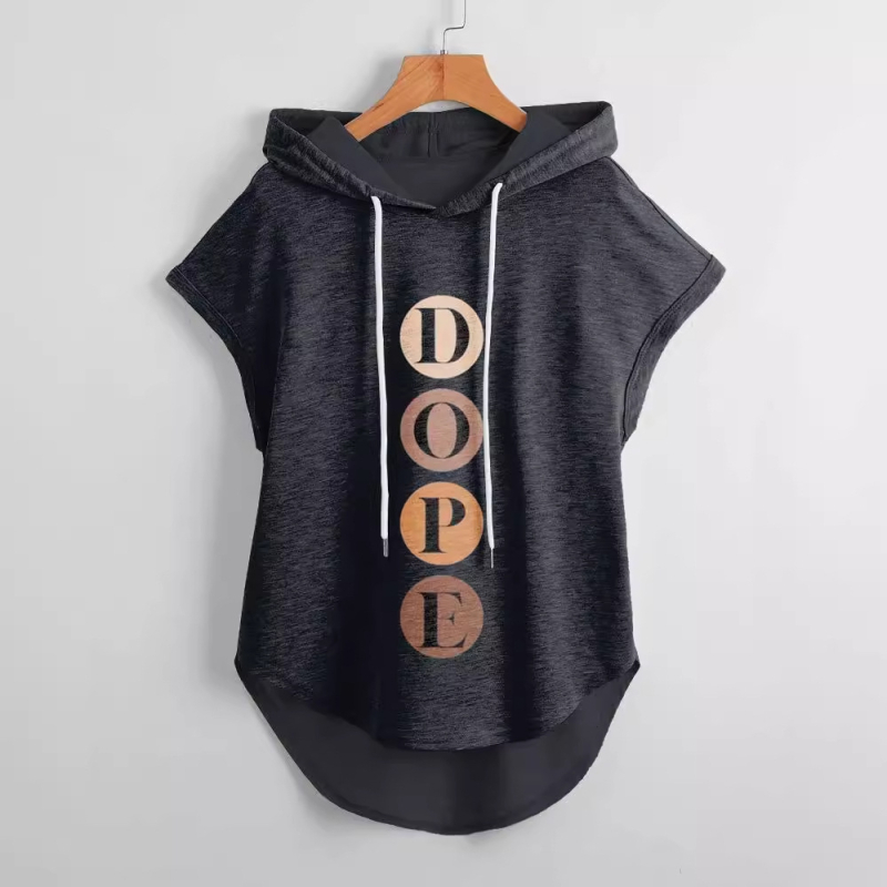 Hanorac sport cu glugă, scurt față și lung spate