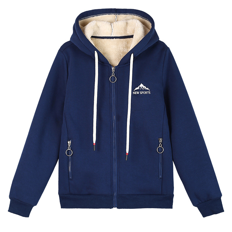 Pulover cu glugă, căptușit cu catifea, cald, casual, pentru femei, de primăvară și toamnă, cardigan cu mânecă lungă, asortat, cu buzunare cu fermoar