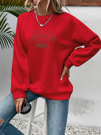 [Angros din fabrică] Pulover cu imprimeu Mountain & Slogan, casual, cu mânecă lungă și guler rotund, toamnă/iarnă