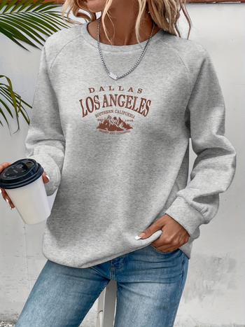 [Angros din fabrică] Pulover cu imprimeu Mountain & Slogan, casual, cu mânecă lungă și guler rotund, toamnă/iarnă