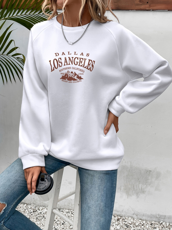 [Angros din fabrică] Pulover cu imprimeu Mountain & Slogan, casual, cu mânecă lungă și guler rotund, toamnă/iarnă