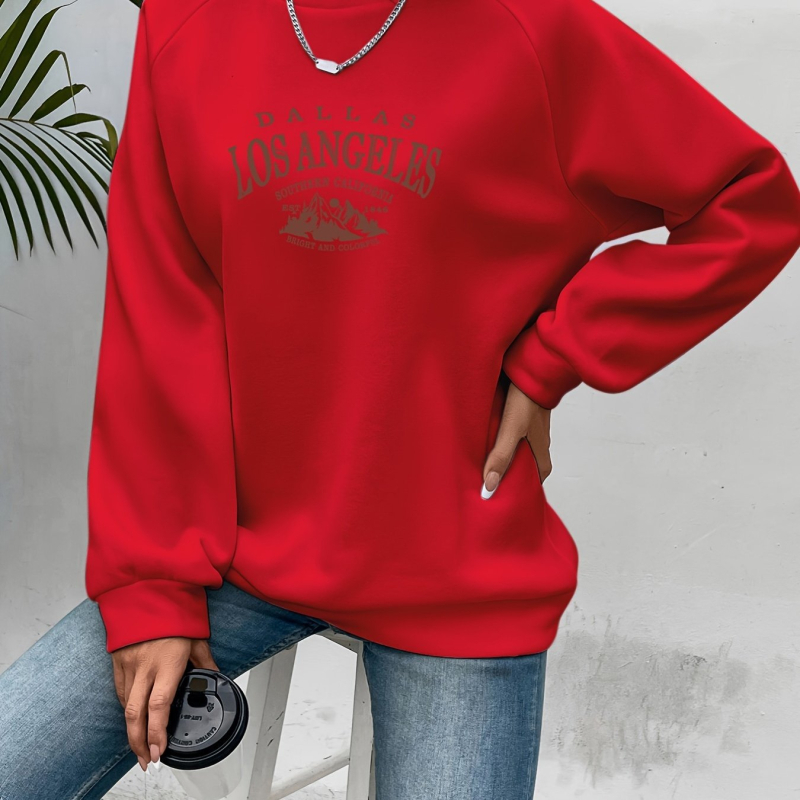 [Angros din fabrică] Pulover cu imprimeu Mountain & Slogan, casual, cu mânecă lungă și guler rotund, toamnă/iarnă