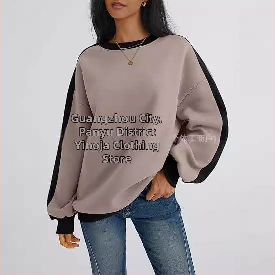 Dámska mikina s okrúhlym výstrihom, super plus veľkosťou, veľkosť C, s dlhým rukávom a farebne zladenou ponukou, jeseň 2024