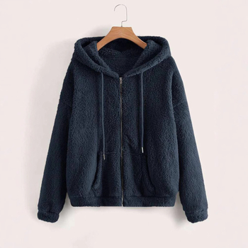 Εξωτερικό Εμπόριο Ευρωπαϊκών και Αμερικανικών Γυναικείων Ρούχων Φθινόπωρο και Χειμώνας Νέα Μακρυμάνικη Μπλούζα με Φερμουάρ και Χαλαρή Μπλούζα με Κουκούλα