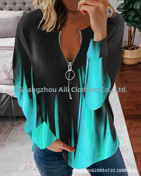 Άνοιξη Λευκό Ιαπωνικό Πουλόβερ με Λεπτό Φερμουάρ και Γλυκό Χρώμα, Τυπωμένο, Urban Casual Ρούχα