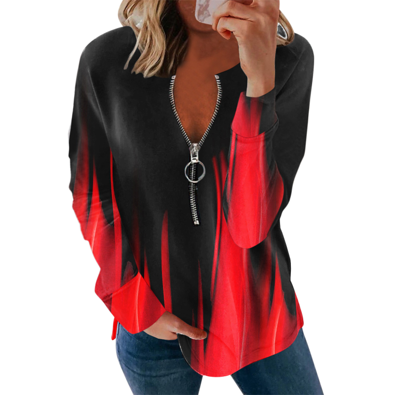 Άνοιξη Λευκό Ιαπωνικό Πουλόβερ με Λεπτό Φερμουάρ και Γλυκό Χρώμα, Τυπωμένο, Urban Casual Ρούχα