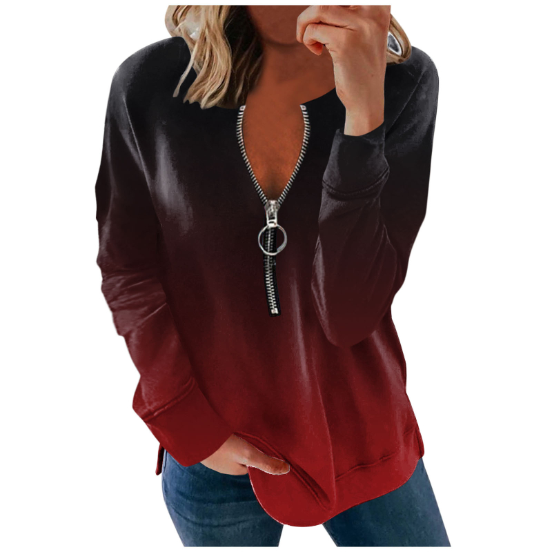 Άνοιξη Λευκό Ιαπωνικό Πουλόβερ με Λεπτό Φερμουάρ και Γλυκό Χρώμα, Τυπωμένο, Urban Casual Ρούχα