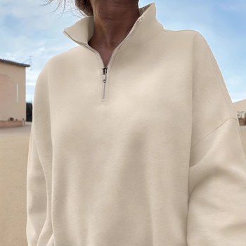 Sveter so zahraničným obchodom na sklade v Európe a Amerike, Amazon cezhraničný outdoorový jesenný a zimný voľný čas s dlhým rukávom, dámsky sveter s polovičným zipsom