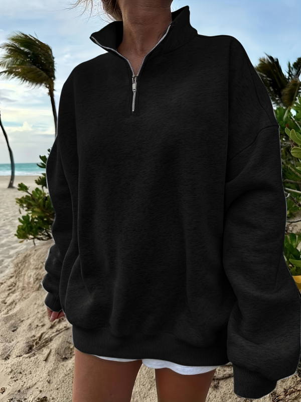 Sveter so zahraničným obchodom na sklade v Európe a Amerike, Amazon cezhraničný outdoorový jesenný a zimný voľný čas s dlhým rukávom, dámsky sveter s polovičným zipsom