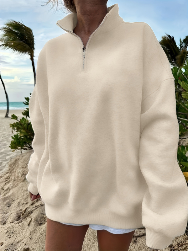 Sveter so zahraničným obchodom na sklade v Európe a Amerike, Amazon cezhraničný outdoorový jesenný a zimný voľný čas s dlhým rukávom, dámsky sveter s polovičným zipsom