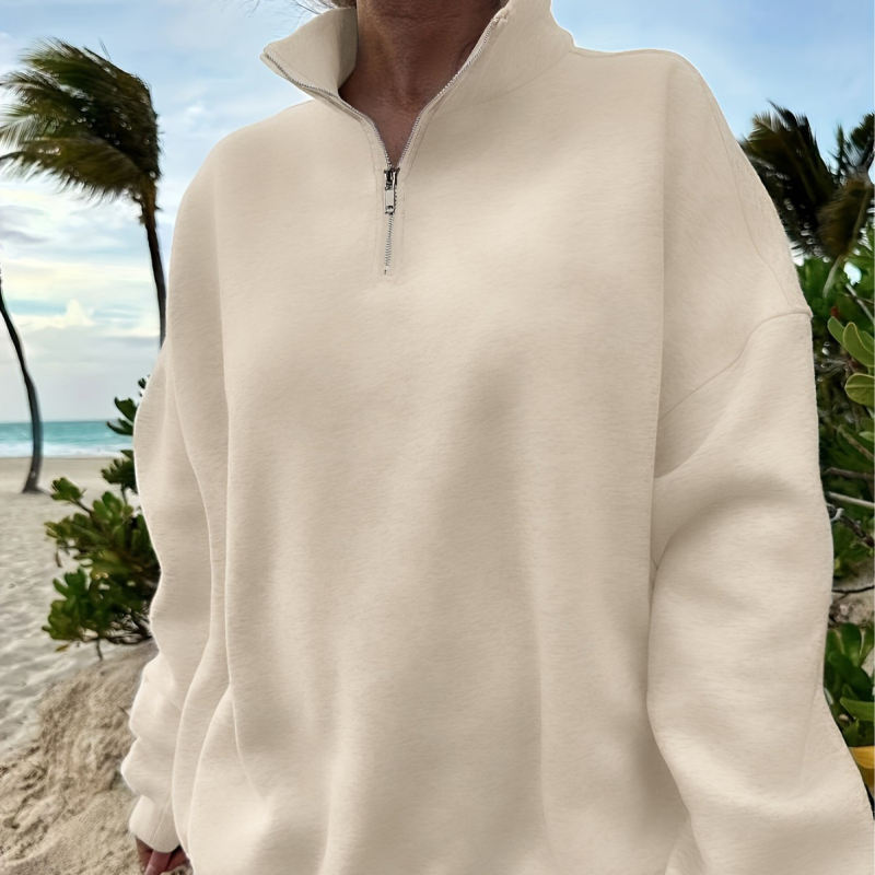 Sveter so zahraničným obchodom na sklade v Európe a Amerike, Amazon cezhraničný outdoorový jesenný a zimný voľný čas s dlhým rukávom, dámsky sveter s polovičným zipsom