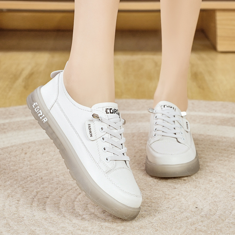 Primăvara 2025 Pantofi albi noi pentru femei, adidași la modă, cu talpă moale, Oxford, casual