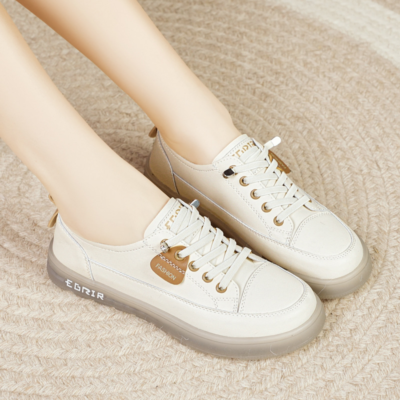 Primăvara 2025 Pantofi albi noi pentru femei, adidași la modă, cu talpă moale, Oxford, casual