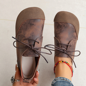 Veľkoobchodný predaj dámskych retro plochých šnurovacích topánok Mori z roku 2025, nové ležérne mäkké topánky Joker plus size, fazuľové topánky