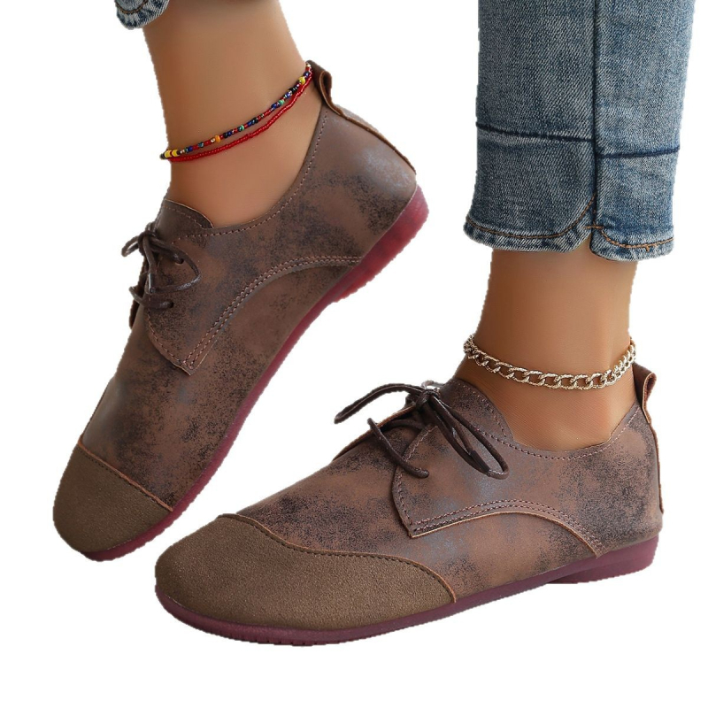 Veľkoobchodný predaj dámskych retro plochých šnurovacích topánok Mori z roku 2025, nové ležérne mäkké topánky Joker plus size, fazuľové topánky