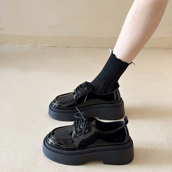 Malé kožené topánky s hrubou podrážkou v preppy štýle pre ženy, módne a všestranné topánky s hrubou podrážkou, mokasíny na platforme, dámske topánky, jarné a jesenné topánky s vysokým podrážkou