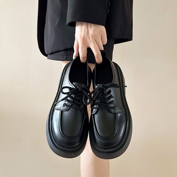 Μικρά δερμάτινα παπούτσια Jk Preppy με χοντρή σόλα για γυναίκες, μοντέρνα και ευέλικτα παπούτσια με χοντρή σόλα, πλατφόρμες, γυναικεία παπούτσια, ψηλοτάκουνα παπούτσια για την άνοιξη και το φθινόπωρο